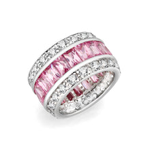 Load image into Gallery viewer, LO5W043- Rhodium Plated Brass Ring with CZ IN Pink