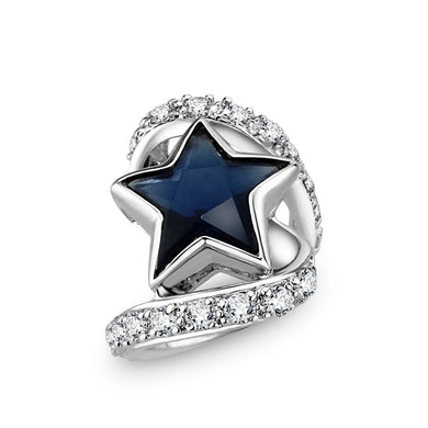 LO5W239-  Brass Ring With Synthetic Glass  in Montana Rhodium Plated