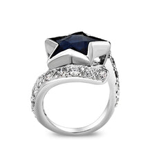 Load image into Gallery viewer, LO5W239-  Brass Ring With Synthetic Glass  in Montana Rhodium Plated