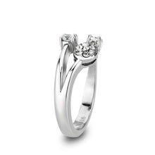 Load image into Gallery viewer, LO5W246-  Brass Ring With CZ  in Clear Rhodium Plated