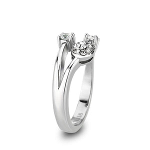 LO5W246-  Brass Ring With CZ  in Clear Rhodium Plated