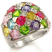 Load image into Gallery viewer, Leanna Cocktail Ring - Rhodium Brass, AAA CZ , Multi Color - 7X150