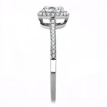 Load image into Gallery viewer, DA022 - High polished (no plating) Stainless Steel Ring with AAA Grade CZ  in Clear