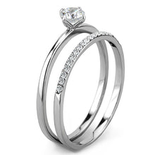 Load image into Gallery viewer, DA026 - High polished (no plating) Stainless Steel Ring with AAA Grade CZ  in Clear