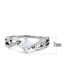 Load image into Gallery viewer, DA101 - High polished (no plating) Stainless Steel Ring with AAA Grade CZ  in Clear