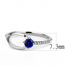 Load image into Gallery viewer, DA121 - High polished (no plating) Stainless Steel Ring with AAA Grade CZ  in London Blue