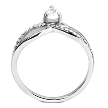 Load image into Gallery viewer, DA149 - High polished (no plating) Stainless Steel Ring with AAA Grade CZ  in Clear