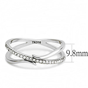 DA155 - High polished (no plating) Stainless Steel Ring with AAA Grade CZ  in Clear