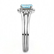 Load image into Gallery viewer, DA166 - High polished (no plating) Stainless Steel Ring with AAA Grade CZ  in Sea Blue