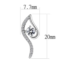 Load image into Gallery viewer, DA177 - High polished (no plating) Stainless Steel Earrings with AAA Grade CZ  in Clear