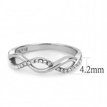 Load image into Gallery viewer, DA243 - High polished (no plating) Stainless Steel Ring with AAA Grade CZ  in Clear