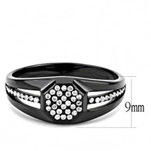 Load image into Gallery viewer, DA282 - IP Black(Ion Plating) Stainless Steel Ring with AAA Grade CZ  in Clear