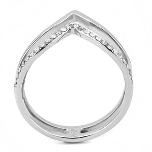 DA308 - No Plating Stainless Steel Ring with AAA Grade CZ  in Clear