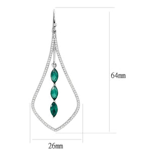 DA376 - High polished (no plating) Stainless Steel Earrings with Synthetic Synthetic Glass in Blue Zircon