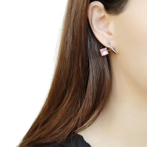 DA377 - High polished (no plating) Stainless Steel Earrings with Top Grade Crystal  in Light Rose