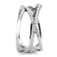 Load image into Gallery viewer, DA381 - High polished (no plating) Stainless Steel Ring with AAA Grade CZ  in Clear