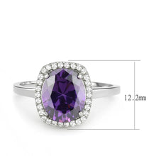 Load image into Gallery viewer, DA385 - High polished (no plating) Stainless Steel Ring with AAA Grade CZ  in Amethyst