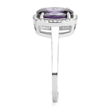 Load image into Gallery viewer, DA385 - High polished (no plating) Stainless Steel Ring with AAA Grade CZ  in Amethyst