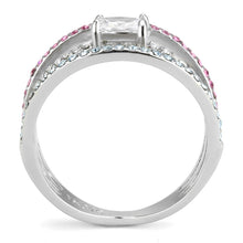 Load image into Gallery viewer, DA386 - High polished (no plating) Stainless Steel Ring with AAA Grade CZ  in Multi Color