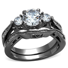 Load image into Gallery viewer, TK1W002B - High polished (no plating) Stainless Steel Ring with AAA Grade CZ  in Clear