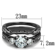 Load image into Gallery viewer, TK1W002B - High polished (no plating) Stainless Steel Ring with AAA Grade CZ  in Clear