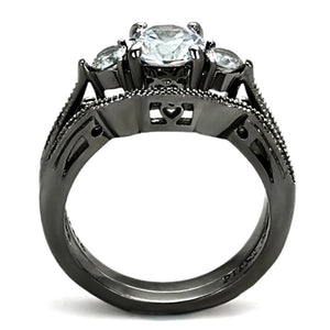 TK1W002B - High polished (no plating) Stainless Steel Ring with AAA Grade CZ  in Clear