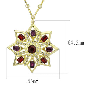 LO1301 - Gold Brass Chain Pendant with Top Grade Crystal  in Multi Color