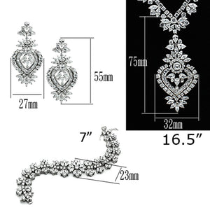 LO1447 - Rhodium Brass Jewelry Sets with AAA Grade CZ  in Clear