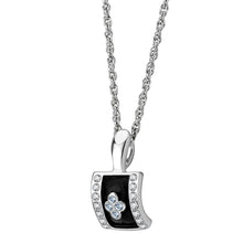 Load image into Gallery viewer, LO224 Rhodium Brass Chain Pendant with Top Grade Crystal in Sea Blue