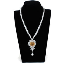 Load image into Gallery viewer, LO2323 - Rhodium Brass Jewelry Sets with AAA Grade CZ  in Champagne