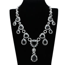 Load image into Gallery viewer, LO2325 - Rhodium Brass Jewelry Sets with AAA Grade CZ  in Jet