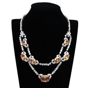 LO2326 - Rhodium Brass Jewelry Sets with AAA Grade CZ  in Champagne