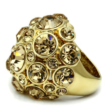 Load image into Gallery viewer, LO2463 - Gold Brass Ring with Top Grade Crystal  in Light Smoked