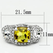 Load image into Gallery viewer, LO2517 - Rhodium Brass Ring with Synthetic Synthetic Glass in Topaz