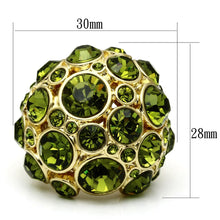 Load image into Gallery viewer, LO2544 - Gold Brass Ring with Top Grade Crystal  in Olivine color