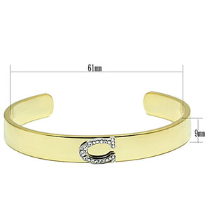 LO2572 - Gold+Rhodium White Metal Bangle with Top Grade Crystal  in Clear