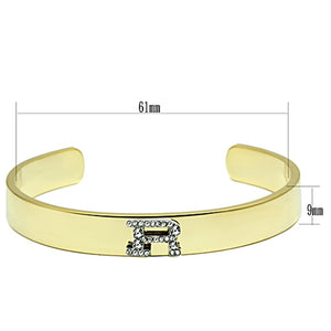 LO2587 - Gold+Rhodium White Metal Bangle with Top Grade Crystal  in Clear