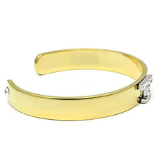 Load image into Gallery viewer, LO2589 - Gold+Rhodium White Metal Bangle with Top Grade Crystal  in Clear