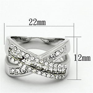 LO2942 - Rhodium Brass Ring with Top Grade Crystal  in Clear