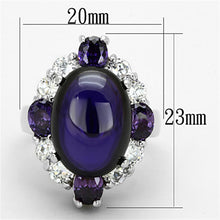 Load image into Gallery viewer, LO2947 - Rhodium Brass Ring with AAA Grade CZ  in Fuchsia