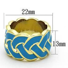 Load image into Gallery viewer, LO3010 - Gold Brass Ring with Epoxy  in Sea Blue