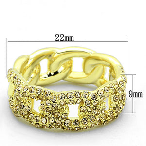 LO3215 - Gold Brass Ring with Top Grade Crystal  in Light Smoked