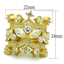 Load image into Gallery viewer, LO3247 - Gold Brass Ring with AAA Grade CZ  in Clear