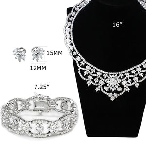 LO3291 - Rhodium Brass Jewelry Sets with AAA Grade CZ  in Clear