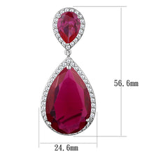 Load image into Gallery viewer, LO3296 - Rhodium Brass Earrings with AAA Grade CZ  in Ruby