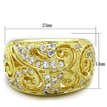 Load image into Gallery viewer, LO3342 - Gold Brass Ring with AAA Grade CZ  in Clear