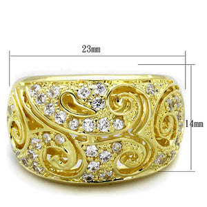 LO3342 - Gold Brass Ring with AAA Grade CZ  in Clear