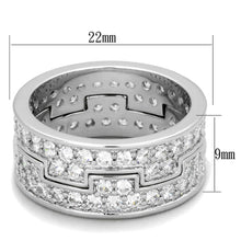 Load image into Gallery viewer, LO3348 - Rhodium Brass Ring with AAA Grade CZ  in Clear