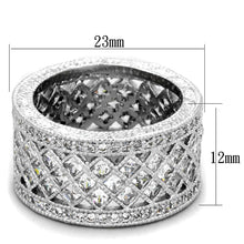 Load image into Gallery viewer, LO3350 - Rhodium Brass Ring with AAA Grade CZ  in Clear