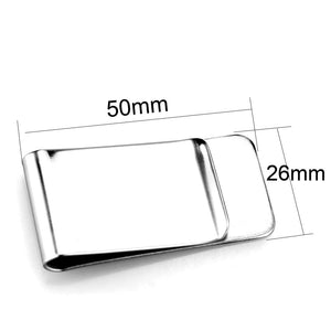 LO3380 - High polished (no plating) Stainless Steel Money clip with No Stone